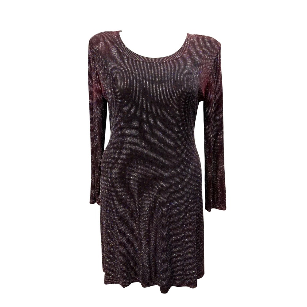 Ronni Nicole by Ouida Vintage Sparkly Glitter Long Sleeve Dress Size 12 Black